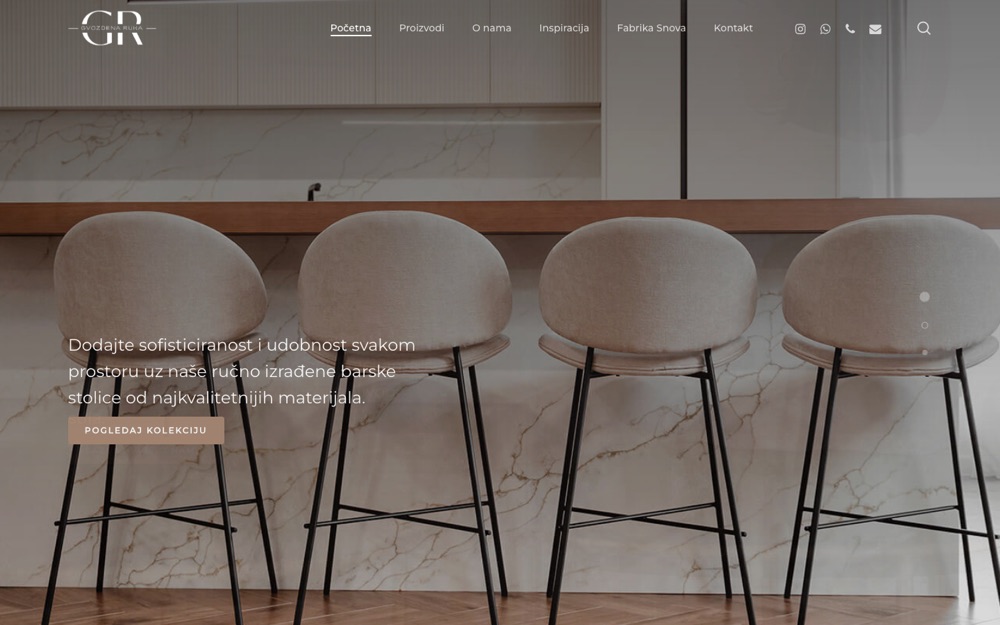 Gvozdena Ruka homepage with handmade bar stools